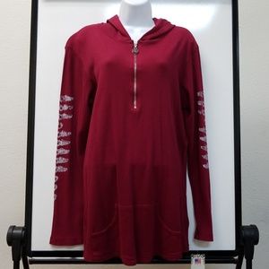 Burgundy Half-Zip Thermal Hoodie